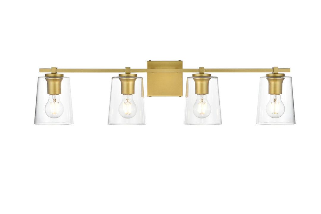 Elegant Kacey LD7310W33BRA Bath Vanity Light 33 in. wide - Brass And Clear