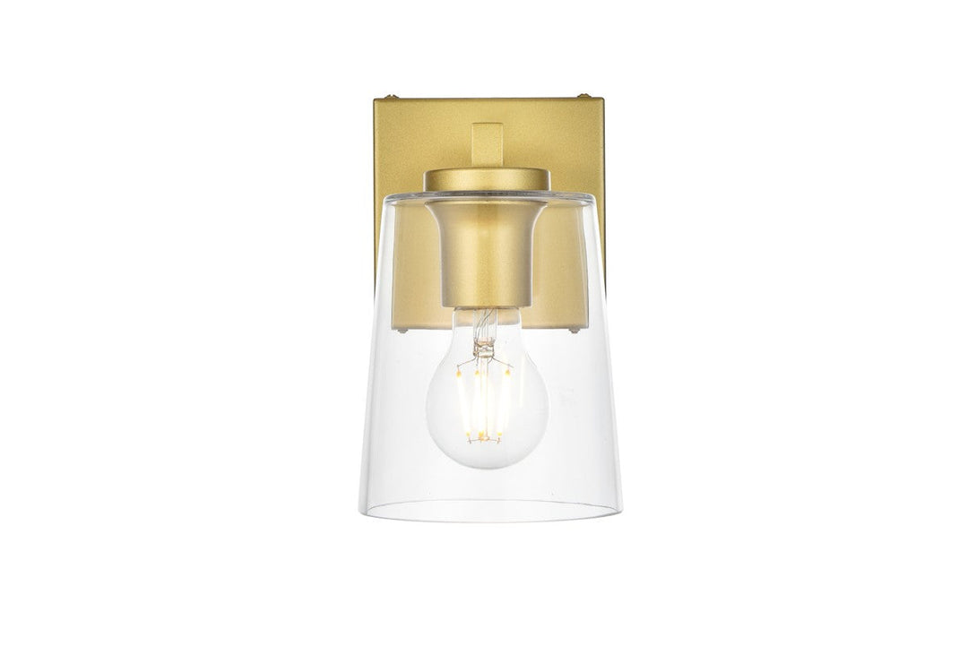 Elegant Kacey LD7310W5BRA Bath Vanity Light 5 in. wide - Brass And Clear