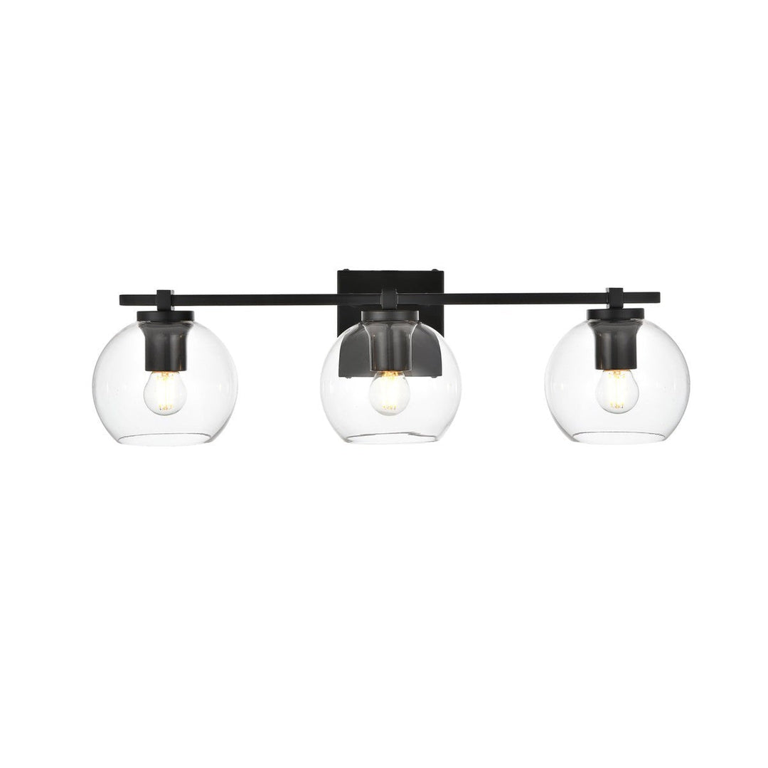 Elegant Juelz LD7311W24BLK Bath Vanity Light 24 in. wide - Black And Clear