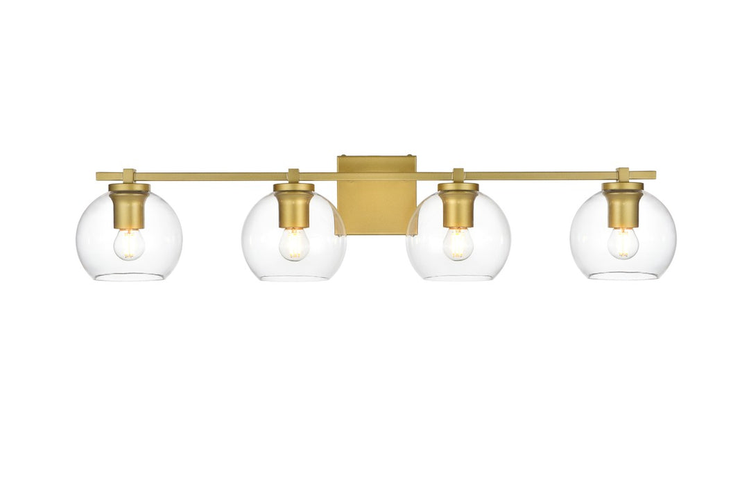 Elegant Juelz LD7311W34BRA Bath Vanity Light 34 in. wide - Brass And Clear