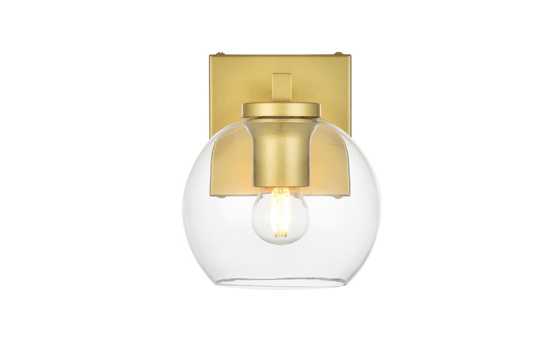 Elegant Juelz LD7311W6BRA Bath Vanity Light 6 in. wide - Brass And Clear