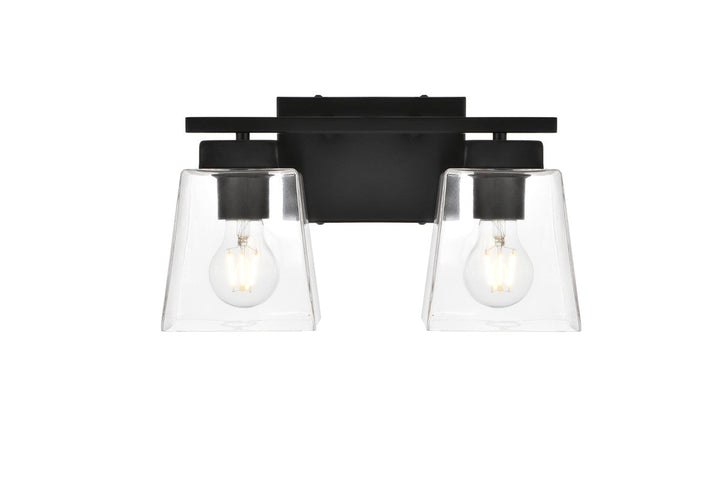 Elegant Merrick LD7312W14BLK Bath Vanity Light 14 in. wide - Black And Clear