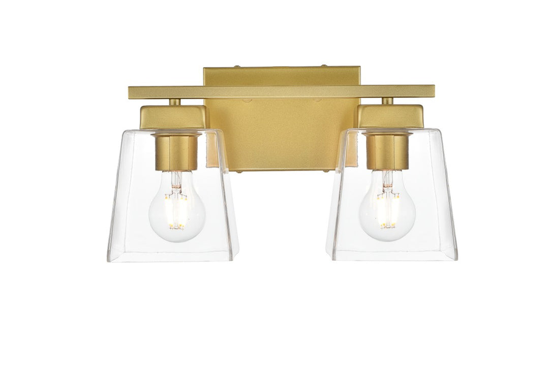 Elegant Merrick LD7312W14BRA Bath Vanity Light 14 in. wide - Brass And Clear