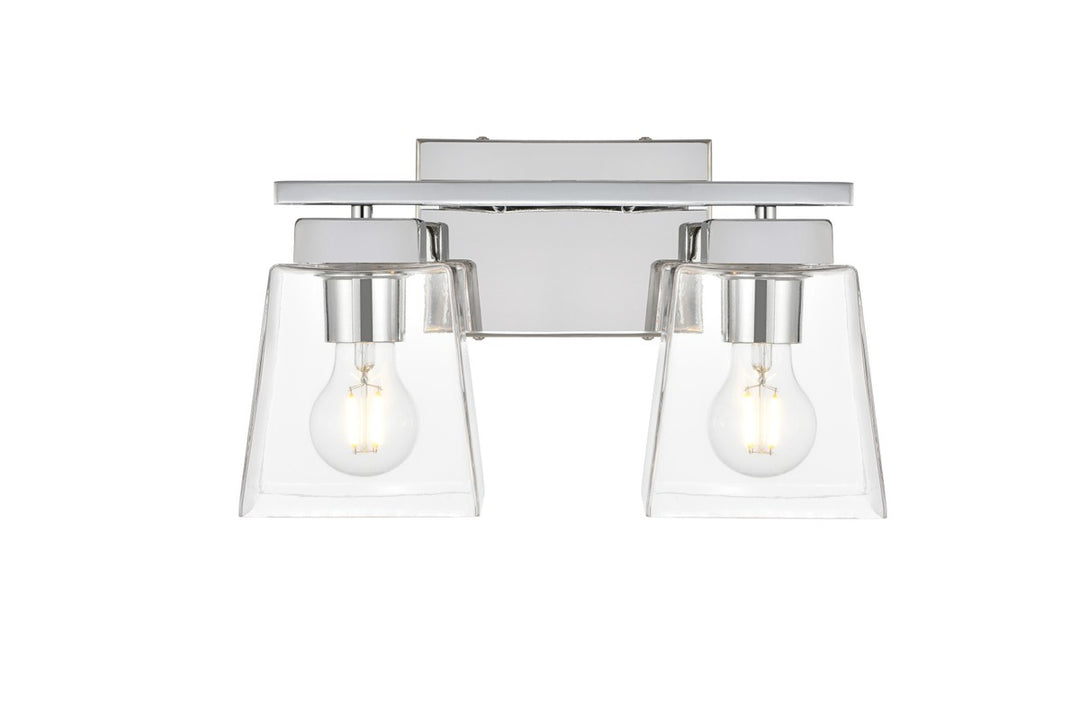 Elegant Merrick LD7312W14CH Bath Vanity Light 14 in. wide - Chrome And Clear