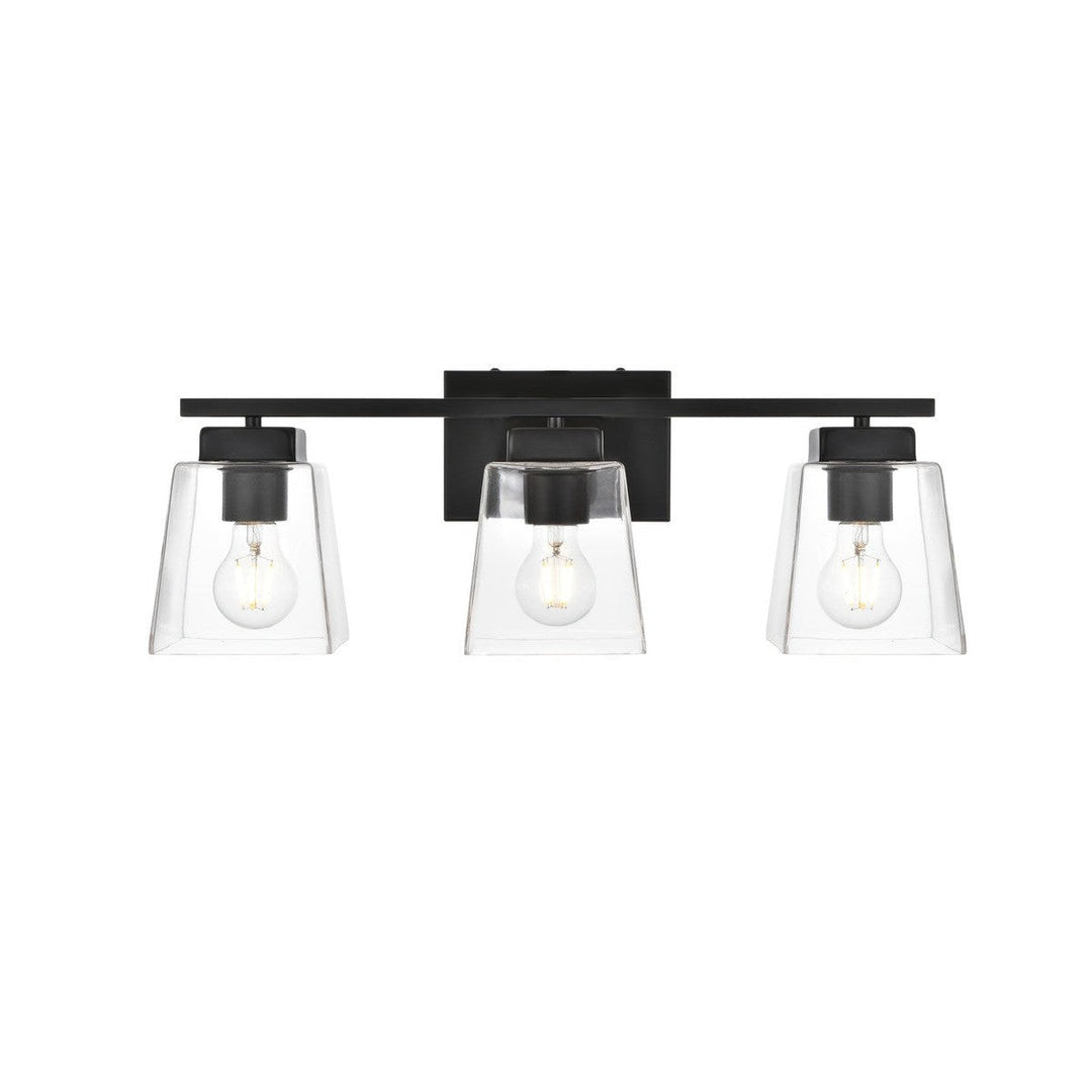 Elegant Merrick LD7312W23BLK Bath Vanity Light 23 in. wide - Black And Clear