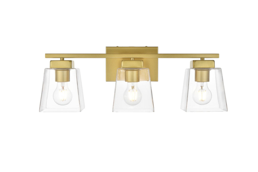 Elegant Merrick LD7312W23BRA Bath Vanity Light 23 in. wide - Brass And Clear