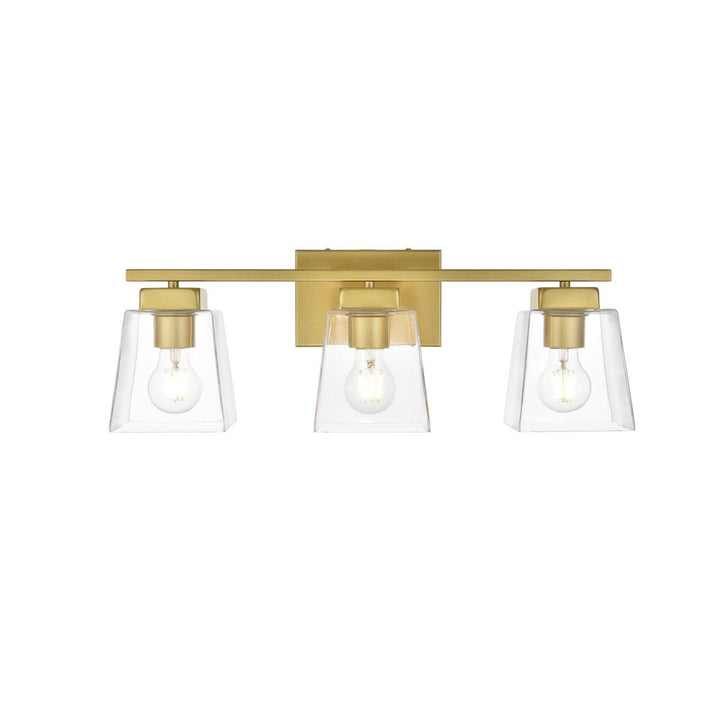 Elegant Merrick LD7312W23BRA Bath Vanity Light 23 in. wide - Brass And Clear