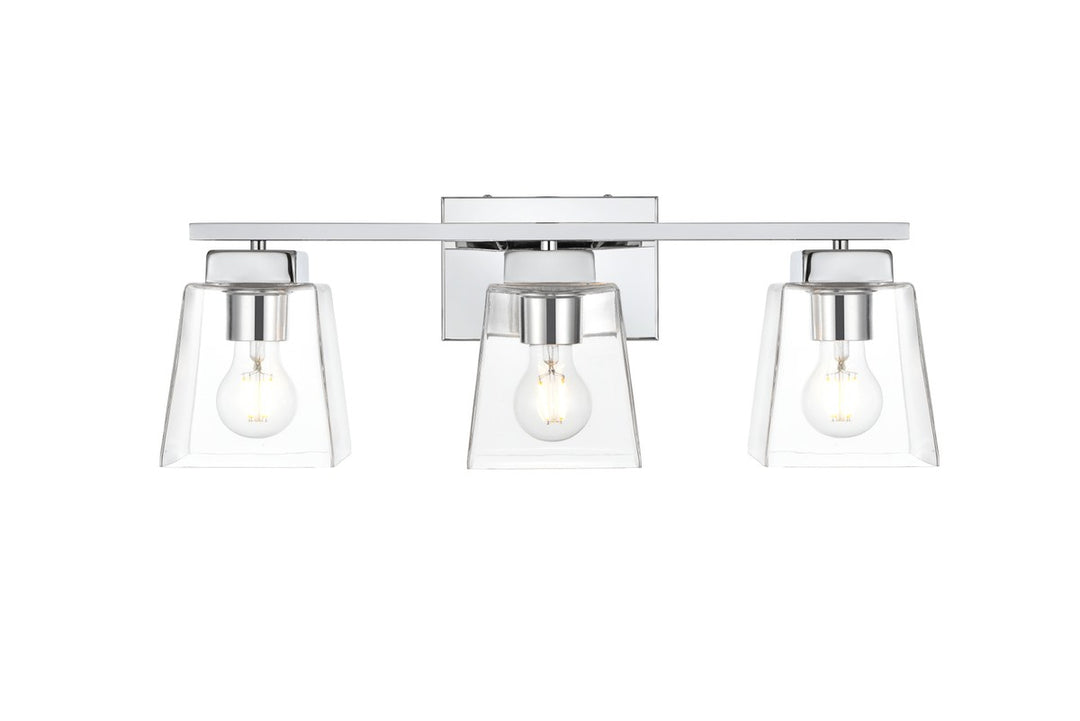 Elegant Merrick LD7312W23CH Bath Vanity Light 23 in. wide - Chrome And Clear