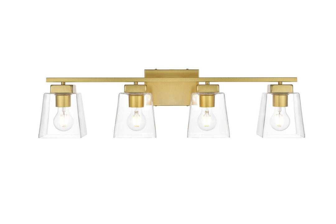 Elegant Merrick LD7312W32BRA Bath Vanity Light 32 in. wide - Brass And Clear