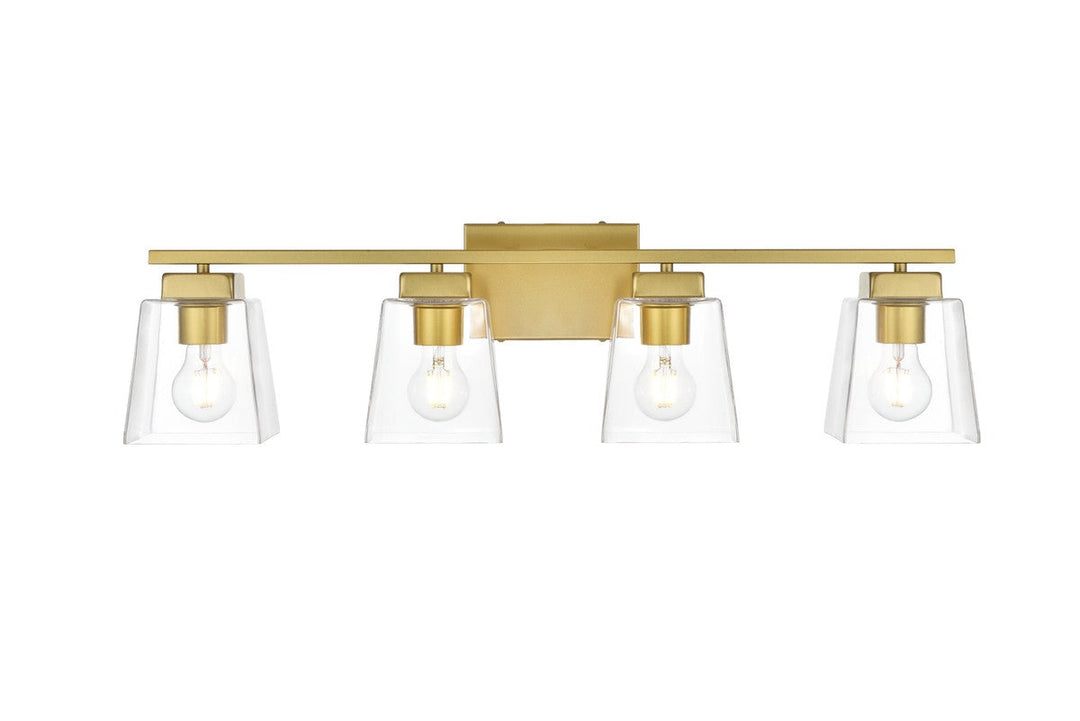 Elegant Merrick LD7312W32BRA Bath Vanity Light 32 in. wide - Brass And Clear