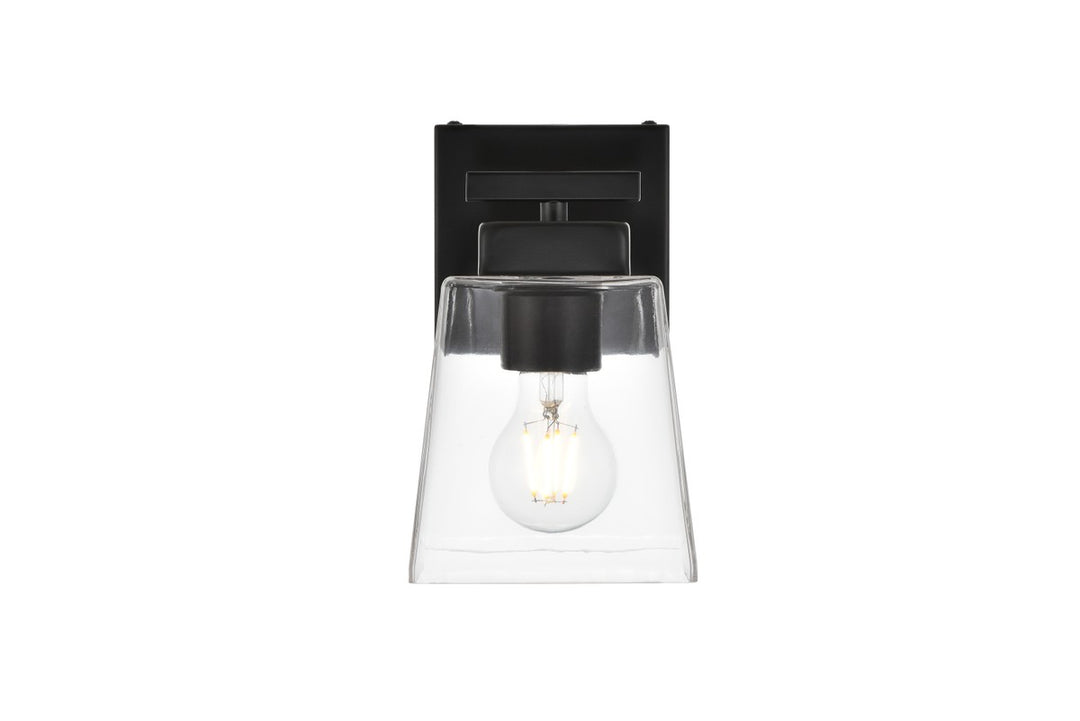 Elegant Merrick LD7312W5BLK Bath Vanity Light 5 in. wide - Black And Clear