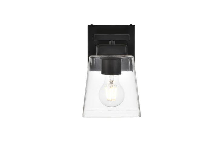 Elegant Merrick LD7312W5BLK Bath Vanity Light 5 in. wide - Black And Clear