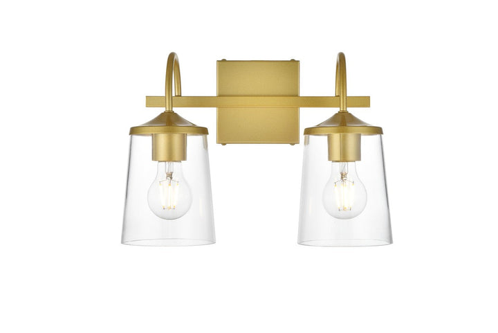 Elegant Avani LD7313W14BRA Bath Vanity Light 14 in. wide - Brass And Clear