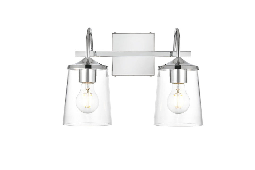 Elegant Avani LD7313W14CH Bath Vanity Light 14 in. wide - Chrome And Clear