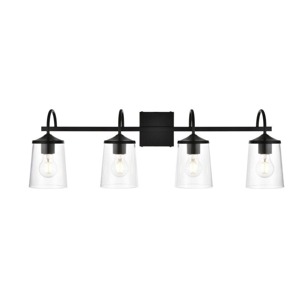 Elegant Avani LD7313W33BLK Bath Vanity Light 33 in. wide - Black And Clear