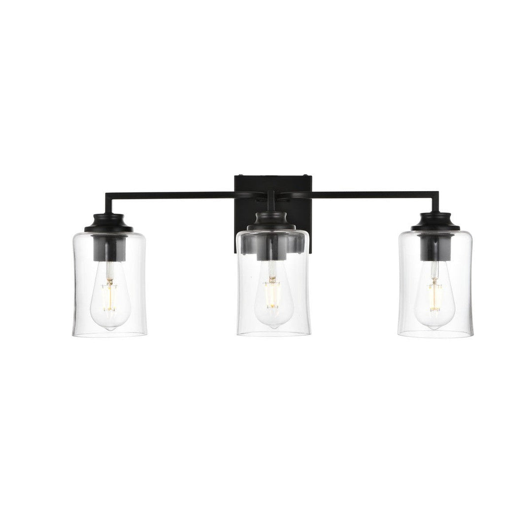 Elegant Ronnie LD7314W23BLK Bath Vanity Light 23 in. wide - Black And Clear