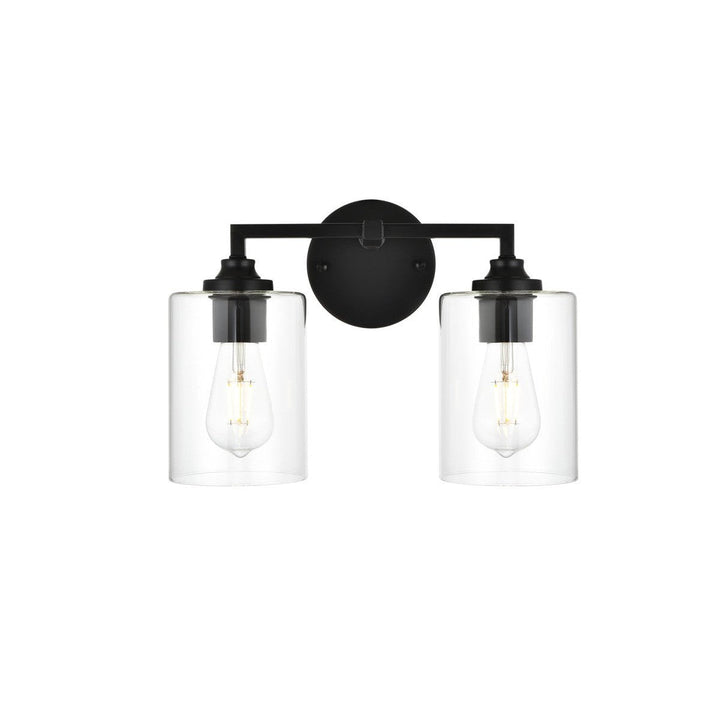 Elegant Mayson LD7315W14BLK Bath Vanity Light 14 in. wide - Black And Clear