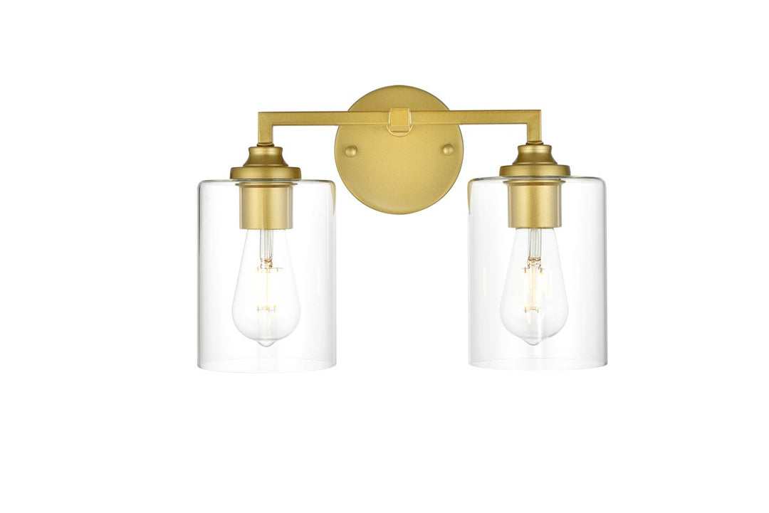 Elegant Mayson LD7315W14BRA Bath Vanity Light 14 in. wide - Brass And Clear