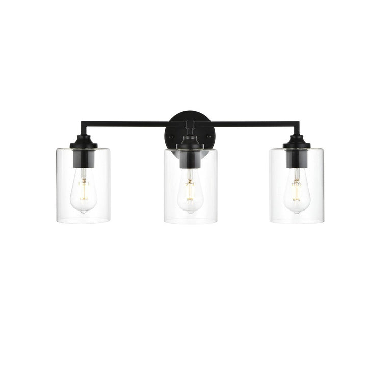 Elegant Mayson LD7315W23BLK Bath Vanity Light 23 in. wide - Black And Clear