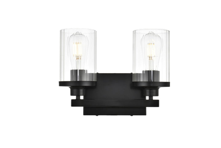 Elegant Saanvi LD7316W12BLK Bath Vanity Light 12 in. wide - Black And Clear