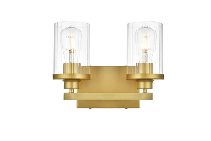 Elegant Saanvi LD7316W12BRA Bath Vanity Light 12 in. wide - Brass And Clear