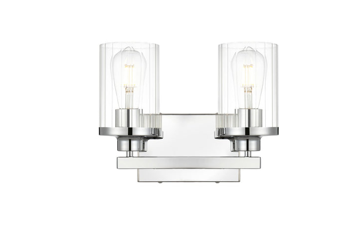 Elegant Saanvi LD7316W12CH Bath Vanity Light 12 in. wide - Chrome And Clear