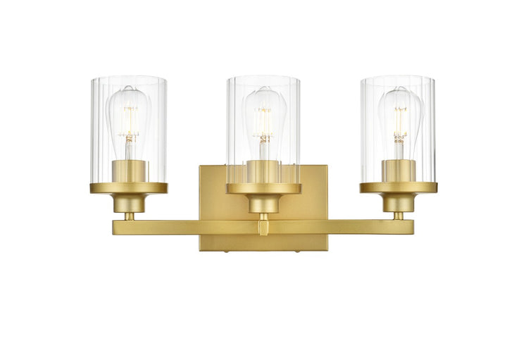 Elegant Saanvi LD7316W18BRA Bath Vanity Light 18 in. wide - Brass And Clear