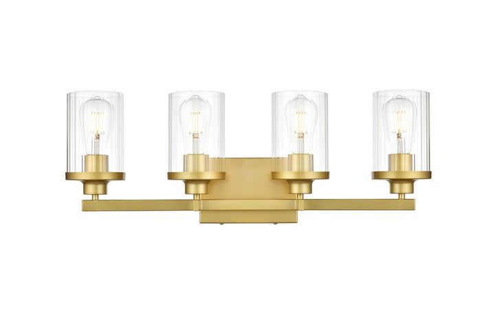 Elegant Saanvi LD7316W25BRA Bath Vanity Light 25 in. wide - Brass And Clear