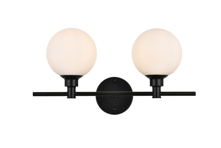 Elegant Cordelia LD7317W19BLK Bath Vanity Light 19 in. wide - Black And Frosted White