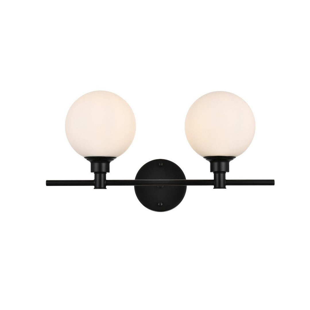 Elegant Cordelia LD7317W19BLK Bath Vanity Light 19 in. wide - Black And Frosted White