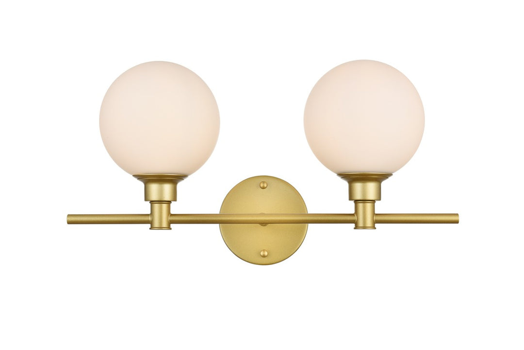 Elegant Cordelia LD7317W19BRA Bath Vanity Light 19 in. wide - Brass And Frosted White