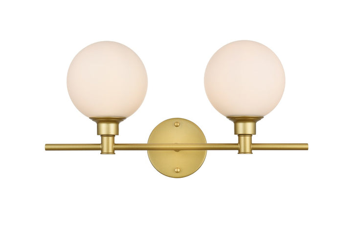 Elegant Cordelia LD7317W19BRA Bath Vanity Light 19 in. wide - Brass And Frosted White