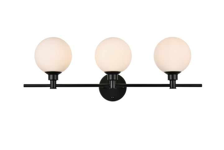 Elegant Cordelia LD7317W28BLK Bath Vanity Light 28 in. wide - Black And Frosted White