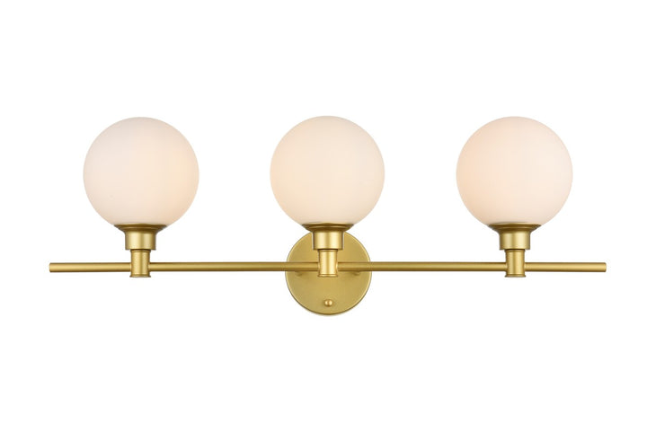 Elegant Cordelia LD7317W28BRA Bath Vanity Light 28 in. wide - Brass And Frosted White