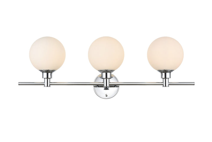 Elegant Cordelia LD7317W28CH Bath Vanity Light 28 in. wide - Chrome And Frosted White