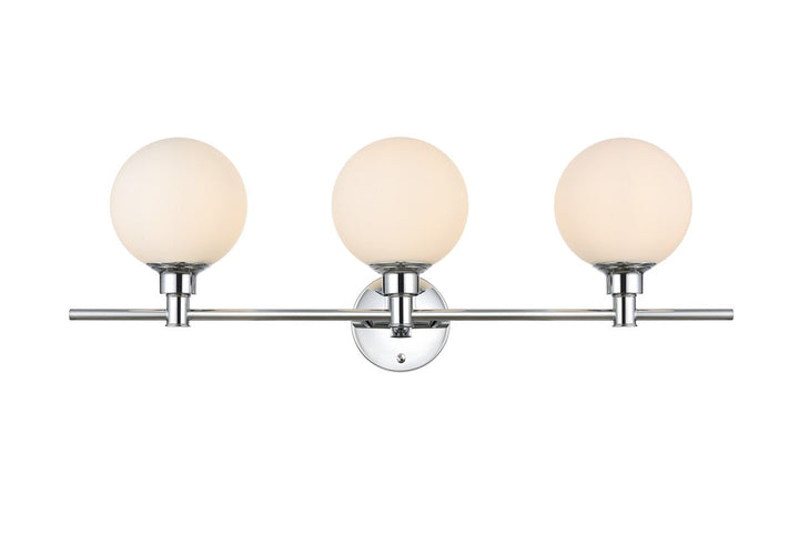 Elegant Cordelia LD7317W28CH Bath Vanity Light 28 in. wide - Chrome And Frosted White