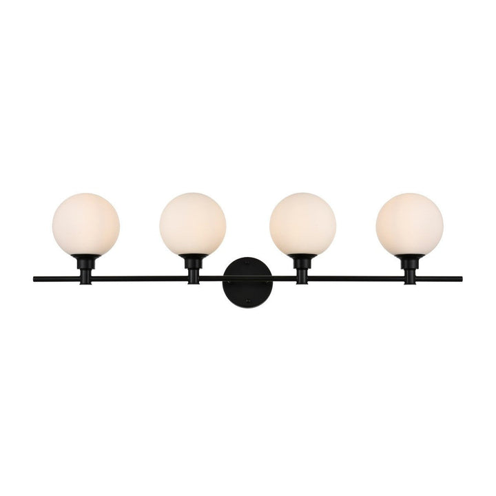 Elegant Cordelia LD7317W38BLK Bath Vanity Light 38 in. wide - Black And Frosted White