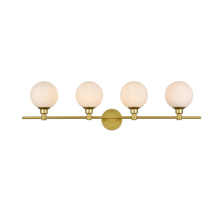 Elegant Cordelia LD7317W38BRA Bath Vanity Light 38 in. wide - Brass And Frosted White