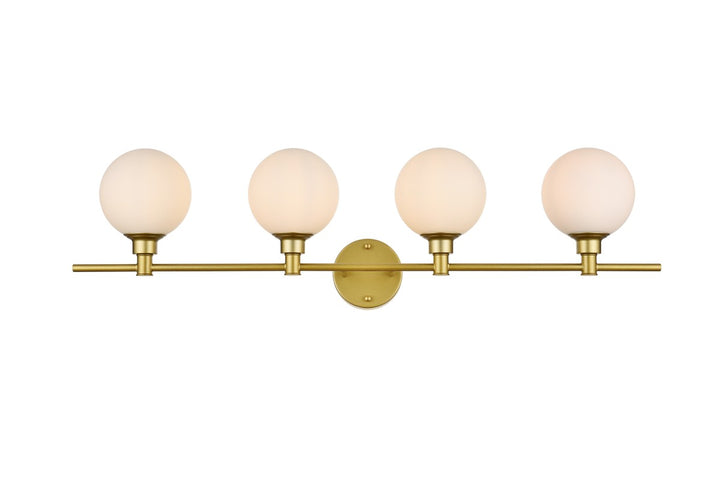 Elegant Cordelia LD7317W38BRA Bath Vanity Light 38 in. wide - Brass And Frosted White