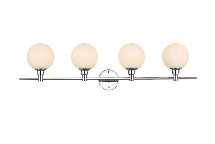 Elegant Cordelia LD7317W38CH Bath Vanity Light 38 in. wide - Chrome And Frosted White