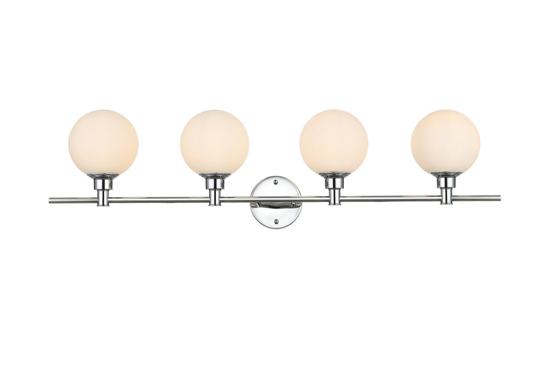 Elegant Cordelia LD7317W38CH Bath Vanity Light 38 in. wide - Chrome And Frosted White