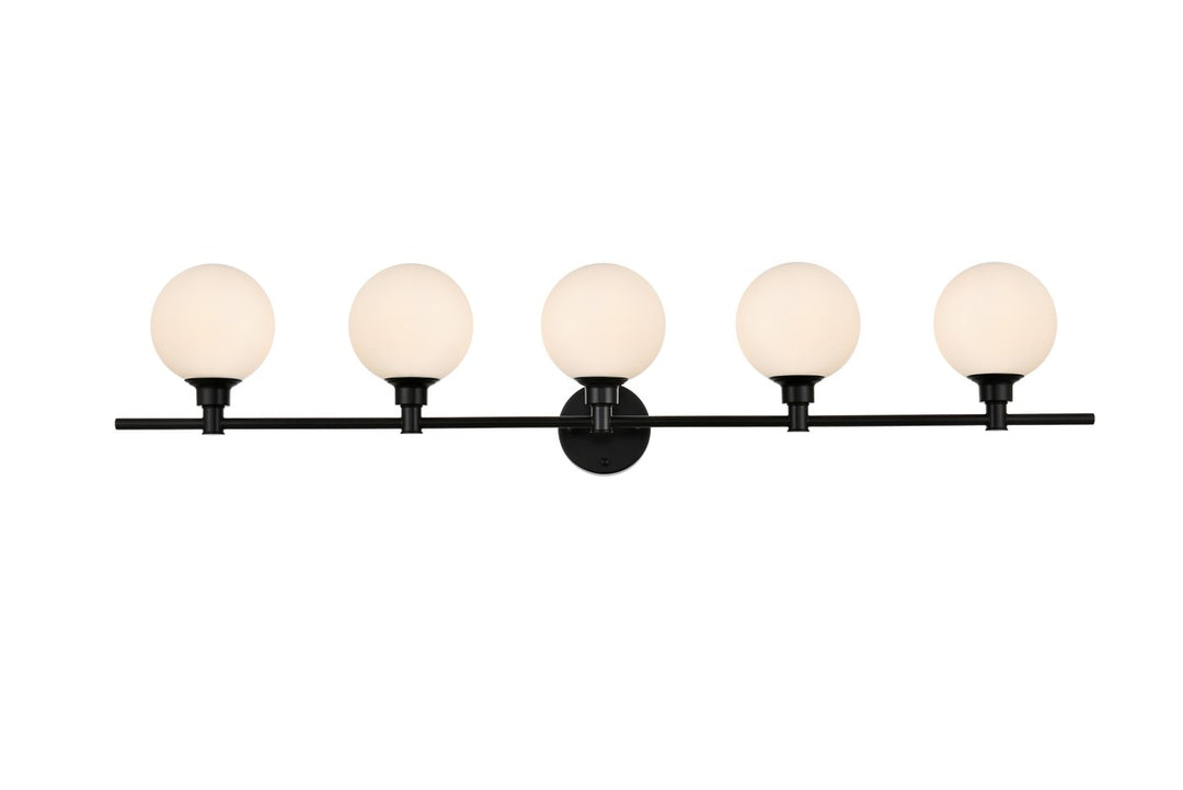 Elegant Cordelia LD7317W47BLK Bath Vanity Light 47 in. wide - Black And Frosted White