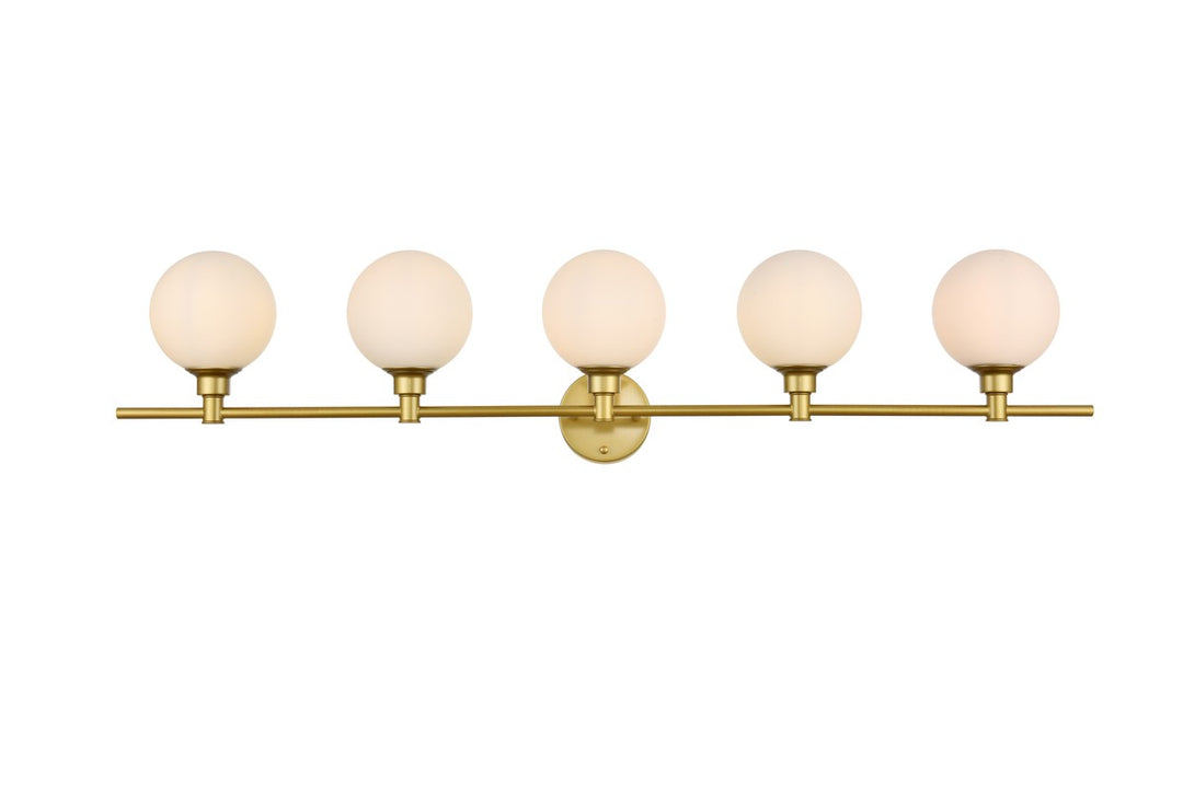 Elegant Cordelia LD7317W47BRA Bath Vanity Light 47 in. wide - Brass And Frosted White