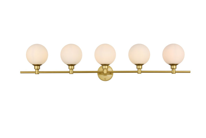 Elegant Cordelia LD7317W47BRA Bath Vanity Light 47 in. wide - Brass And Frosted White