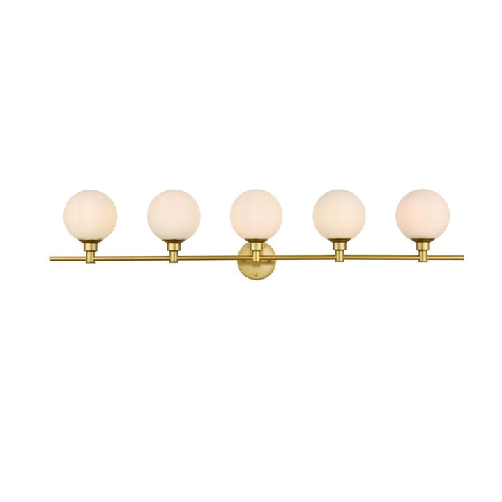 Elegant Cordelia LD7317W47BRA Bath Vanity Light 47 in. wide - Brass And Frosted White