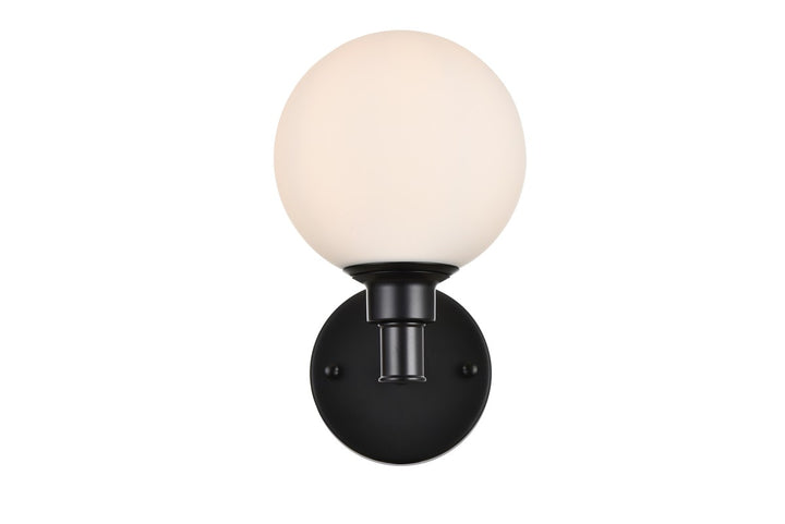 Elegant Cordelia LD7317W6BLK Bath Vanity Light 6 in. wide - Black And Frosted White