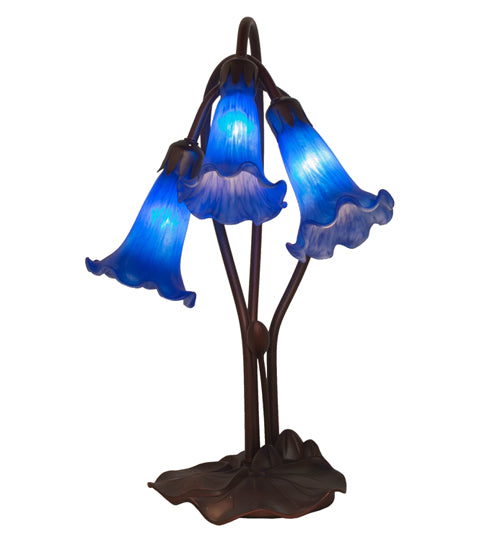 Meyda Tiffany Lighting 13746 Blue Three Light Accent Lamp Lamp Bronze / Dark