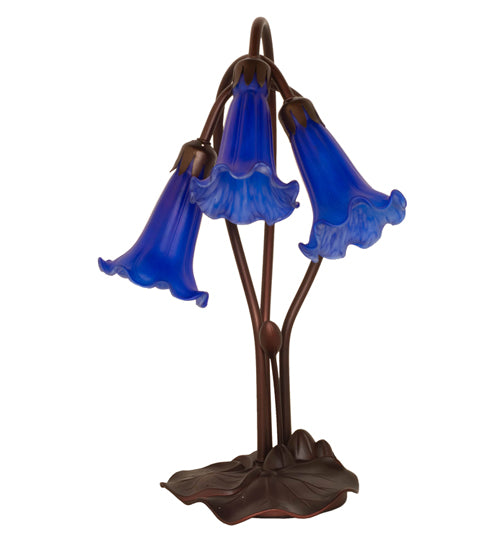 Meyda Tiffany Lighting 13746 Blue Three Light Accent Lamp Lamp Bronze / Dark