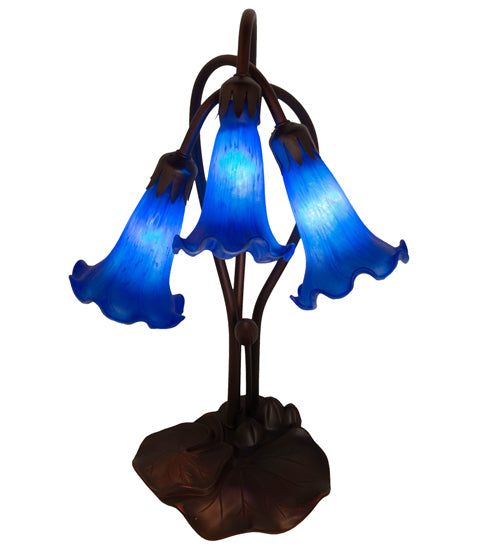 Meyda Tiffany Lighting 13746 Blue Three Light Accent Lamp Lamp Bronze / Dark