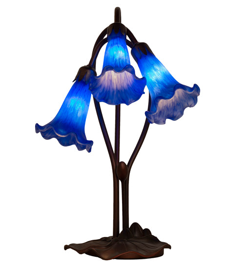 Meyda Tiffany Lighting 13746 Blue Three Light Accent Lamp Lamp Bronze / Dark